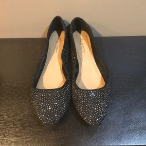 Zigi Crystal Studded Black Flats